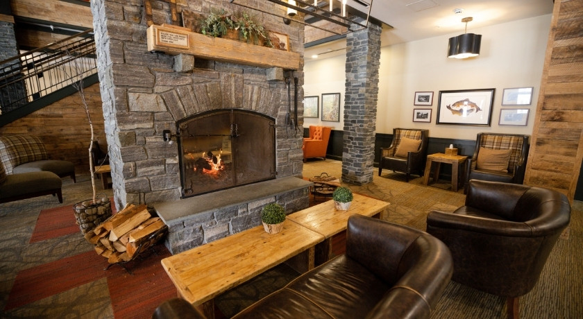 Fire pit in the lower lobby