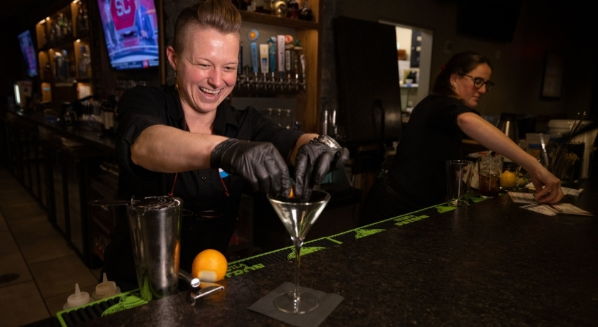 Preston's bar staff preparing drinks