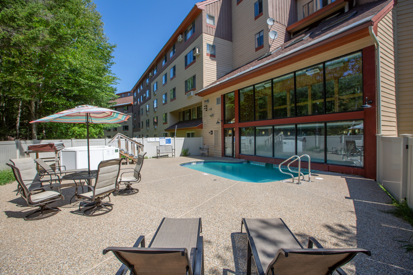 Indoor/outdoor pool and hot tub open year round